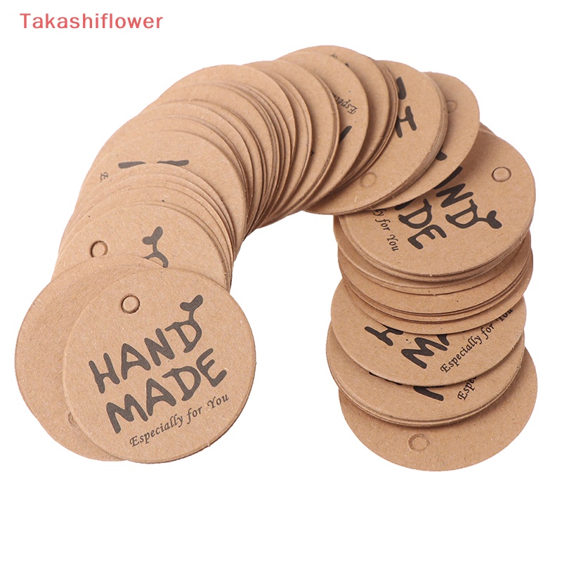Set 100 Nhãn Giấy Kraft In Chữ Handmade Dùng Để Trang Trí Gói Quà