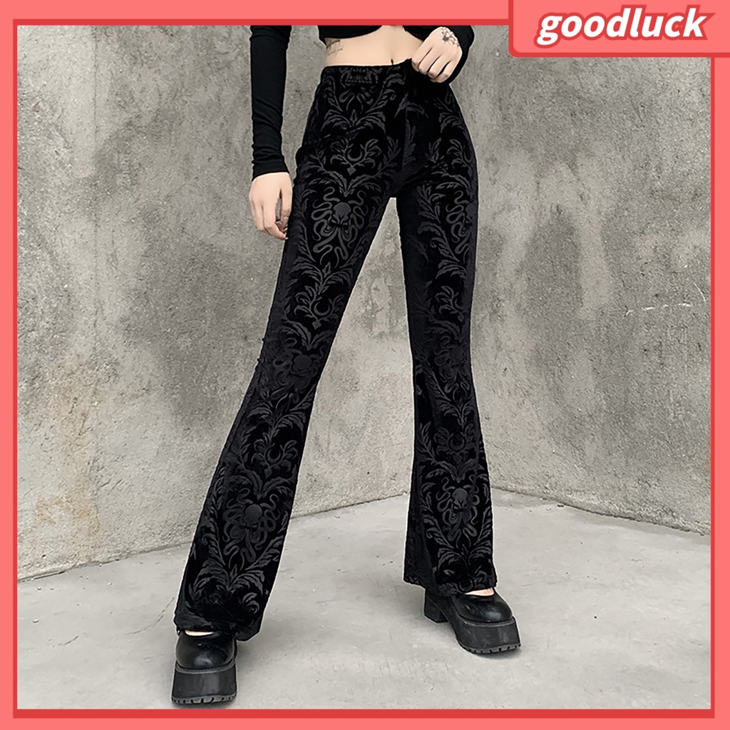 [ULK] Quần Ống Rộng Lưng Cao In Họa Tiết Gothic Harajuku Cổ Điển Thu Đông Dành Cho Bạn Nữ