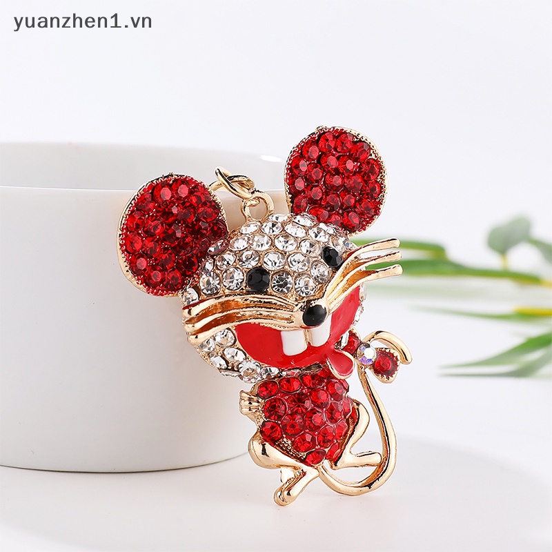 Móc Khóa Hình Chuột Đính Đá Nhiều Màu Sắc Dễ Thương