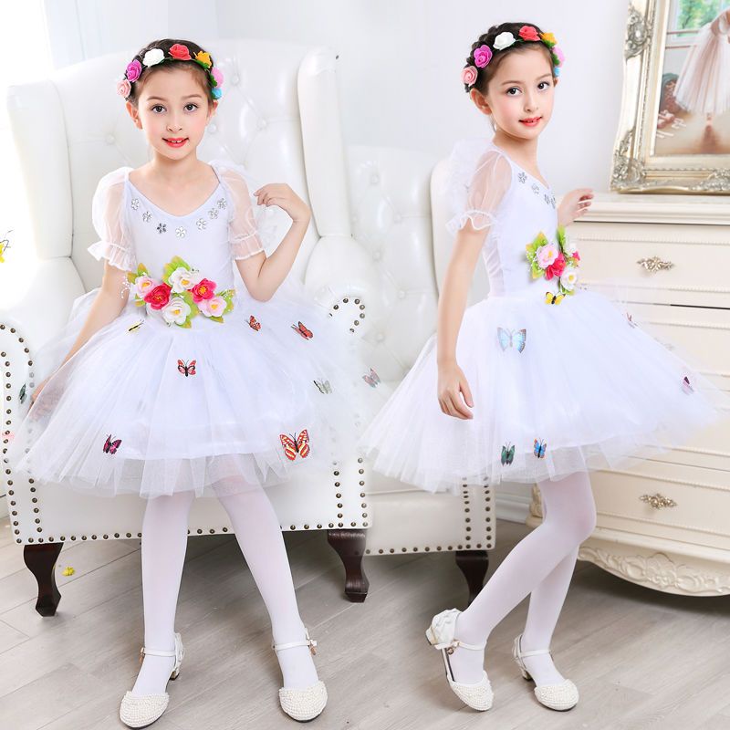 Đầm Công Chúa Nhảy Múa Màu Trắng Dễ Thương Cho Bé Gái