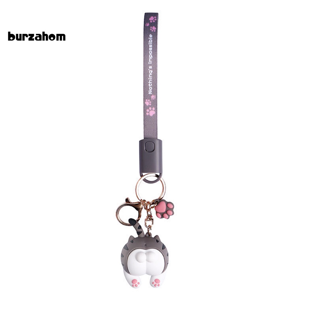 Dây Cáp Sạc Micro USB Type-C 8Pin Thiết Kế Móc Khóa Hình Mông Mèo Hoạt Hình Siêu Tốc Độ Cao 3 Trong 1 Cho Android