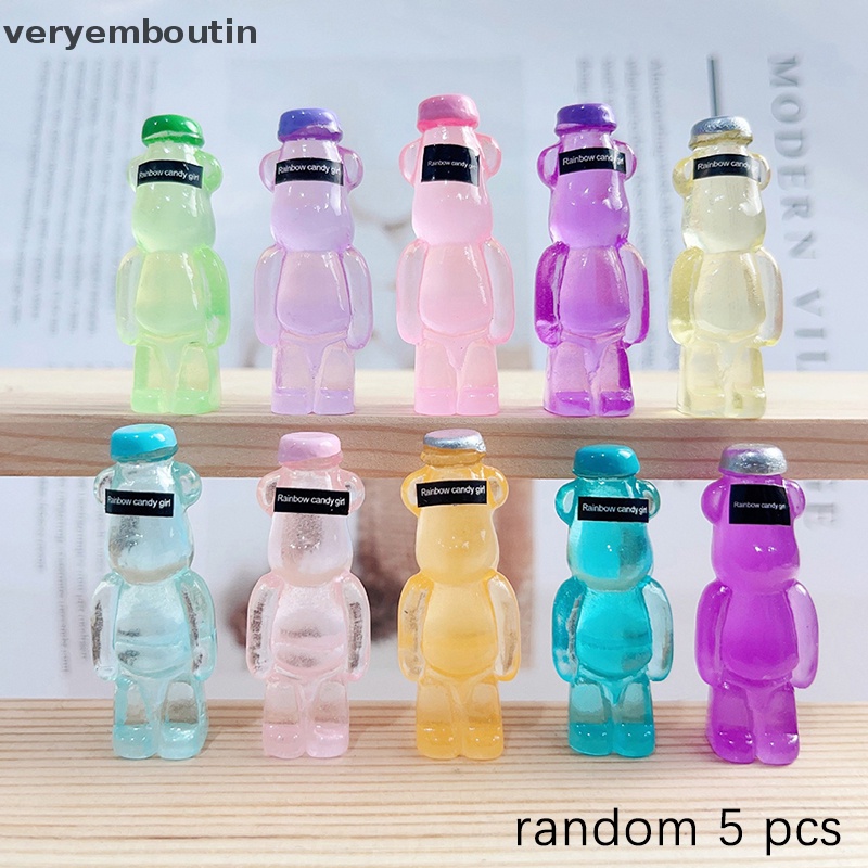 Bộ 5 Phụ Kiện Trang Trí Điện Thoại Hình Gấu Violent Dạ Quang DIY