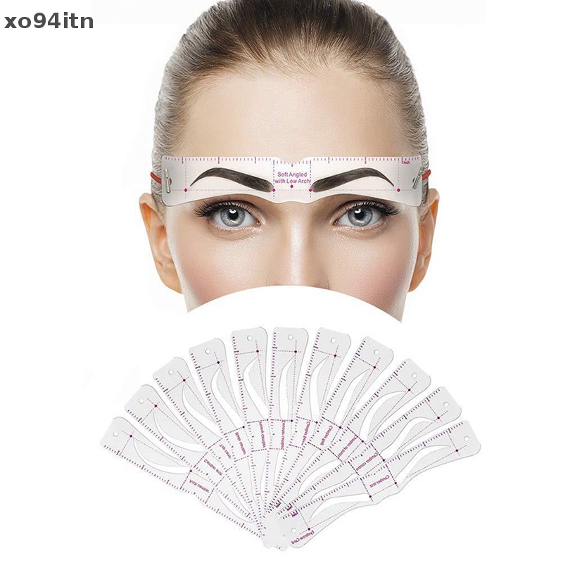 Set 12 Thẻ Khuôn Hỗ Trợ Vẽ Lông Mày Tái Sử Dụng Tiện Lợi