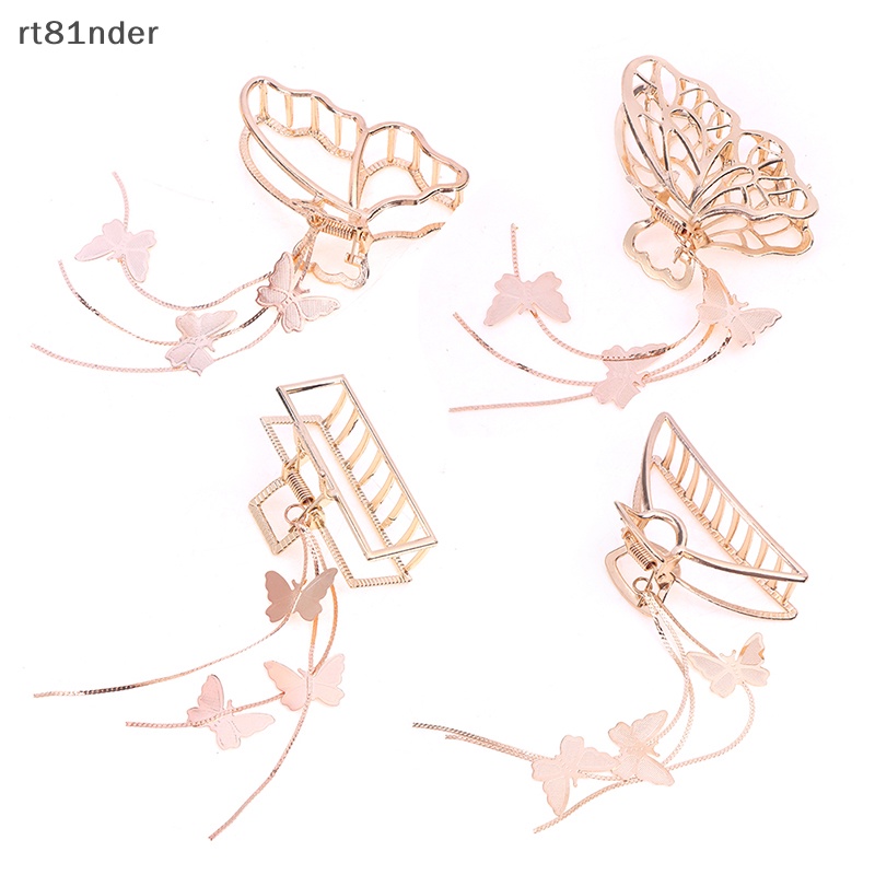 Kẹp Tóc Hình Bướm Lớn Màu Vàng Đính Ngọc Trai Phong Cách Vintage Thanh Lịch