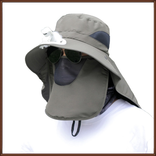 Mũ Chống Nắng Mùa Hè Có Quạt Lưới Thoáng Khí Bảo Vệ Mặt Cổ Cho Nam Khi Câu Cá / Leo Nú