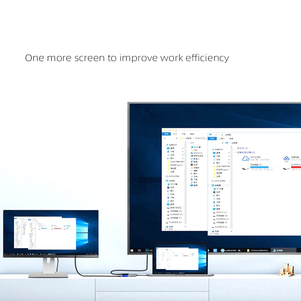 Usb 3.0 To Dual Hdmi-Compatible Adapter Multifunctional Monitors Display Converter For Window [Q/13]