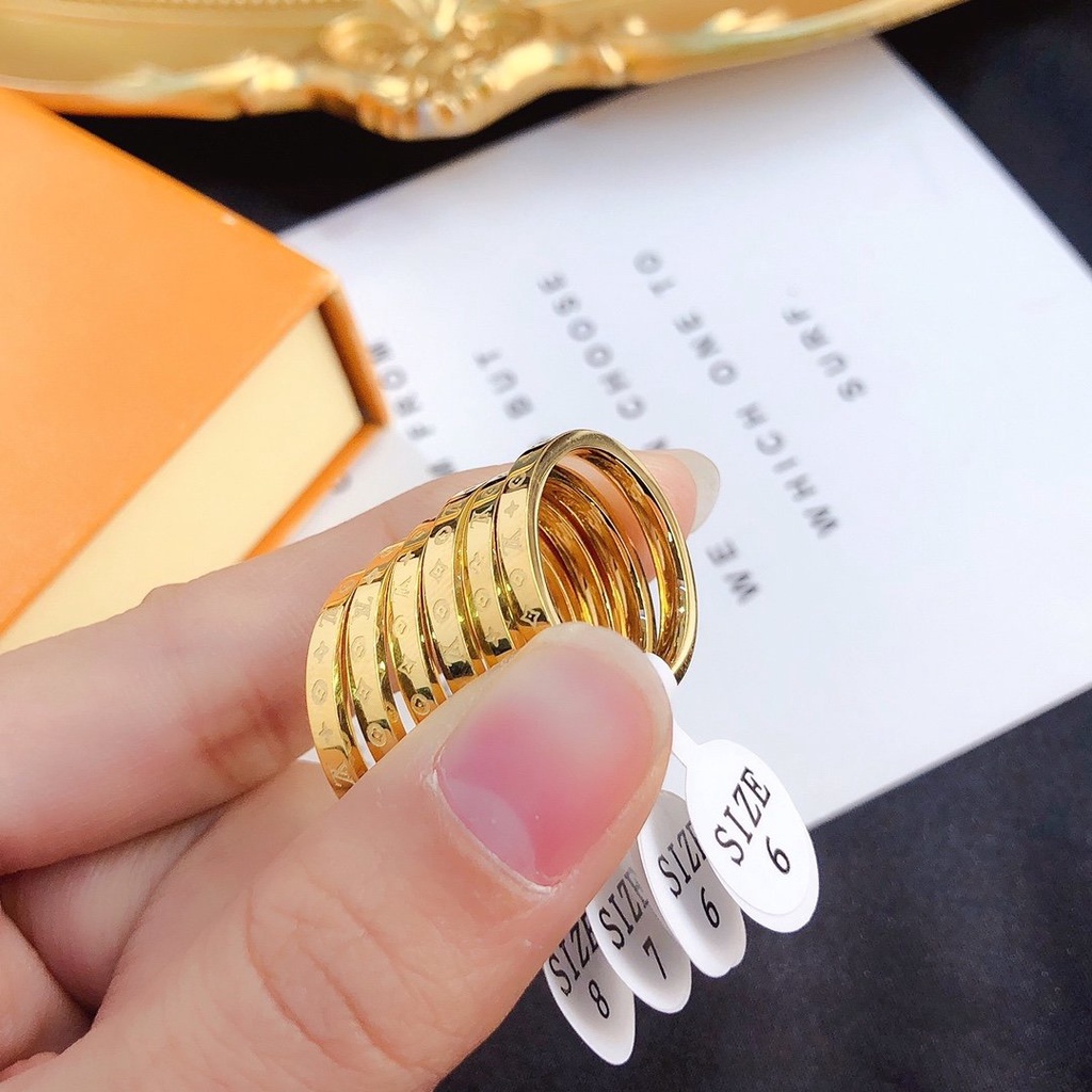 Nhẫn Louis Vuitton Phong Cách Hàn Quốc Đơn Giản Mạ Vàng / Bạc 925 Dành Cho Nữ