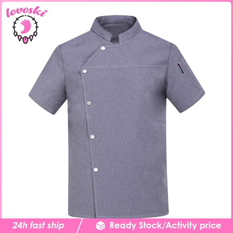 Áo Đầu Bếp Ngắn Tay Thời Trang Mùa Hè Cho Nam Nữ