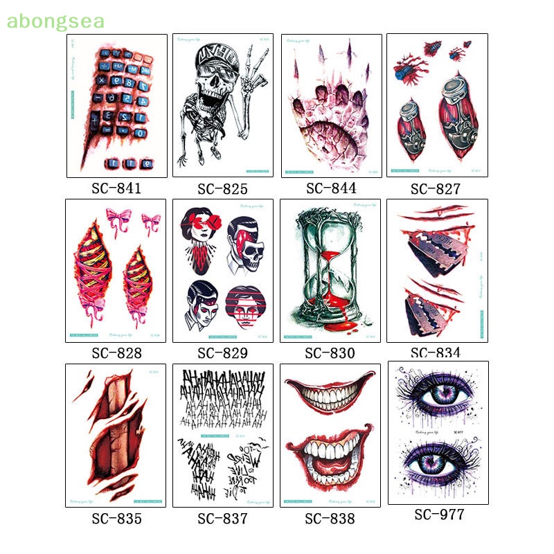 1 Tấm Hình Xăm Dán Tạm Thời Chống Nước Chủ Đề Halloween Kinh Dị