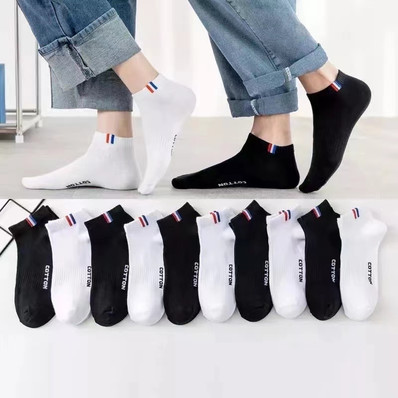 Đôi Vớ cotton Thấm Hút Mồ Hôi Chống Trượt Màu Trắng Đen Dành Cho Cả Nam Và Nữ