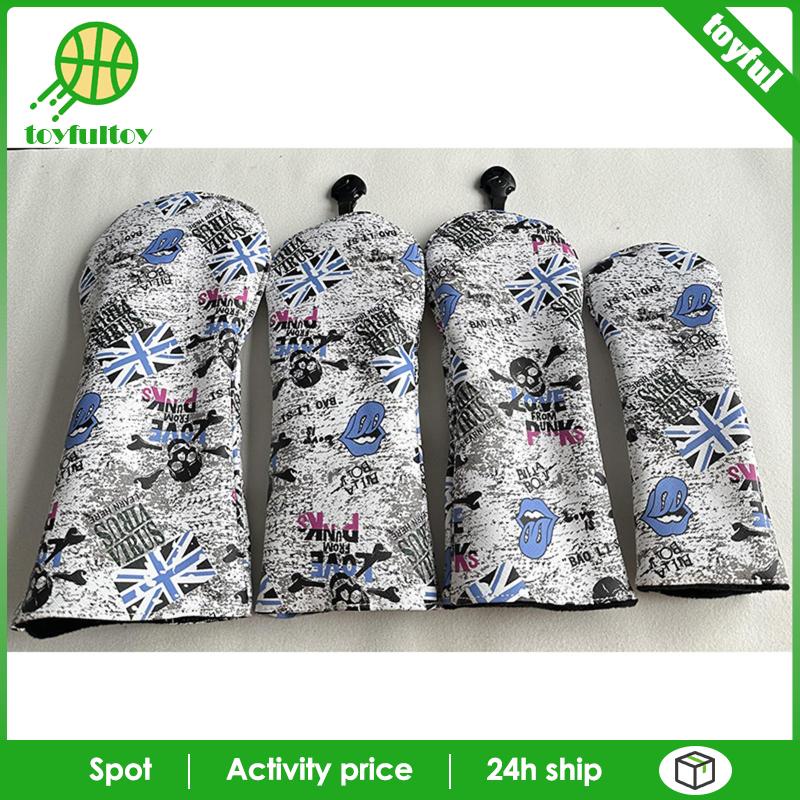 Set 4 Vỏ Bọc Đầu Gậy Đánh Golf / Câu Lạc Bộ Bằng Gỗ Có Thẻ Bảo Vệ Số