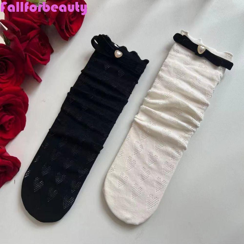 Fallforbeauty Đôi Vớ Phối Ren Co Giãn Thoáng Khí Thời Trang Mùa Hè Hàn Quốc