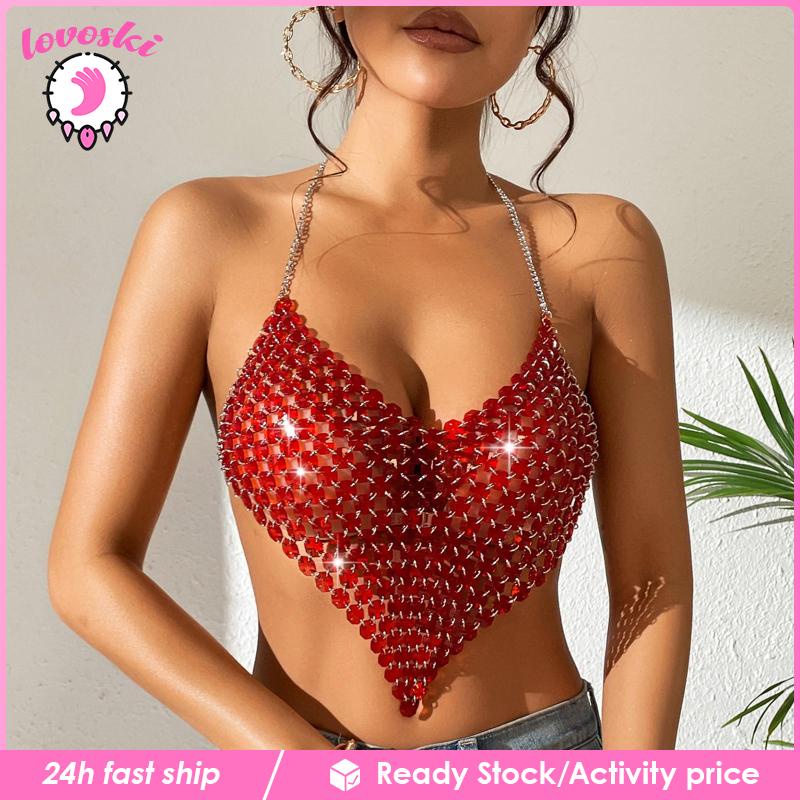 Áo Croptop Hở Lưng Dùng Múa Bụng Thời Trang Mùa Hè Quyến Rũ Cho Nữ