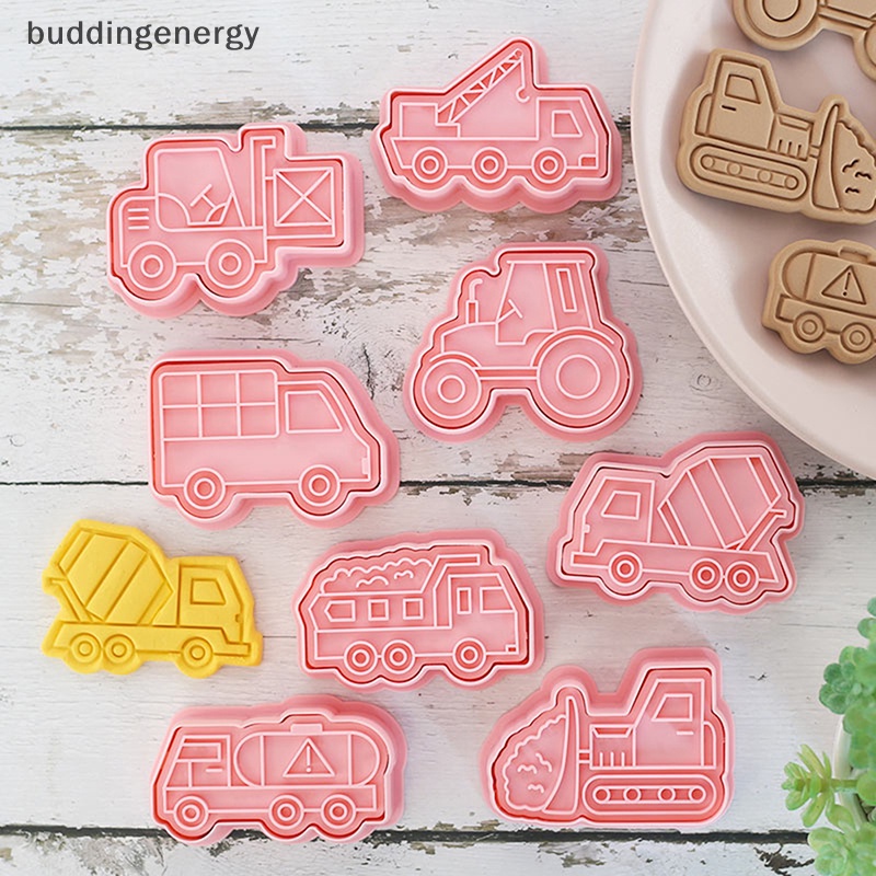 {BUDDI} Set 8 Khuôn Cắt Bánh Quy Bằng Nhựa Hình Xe Tải Hoạt Hình 3D {BUDDI {BUDDI}