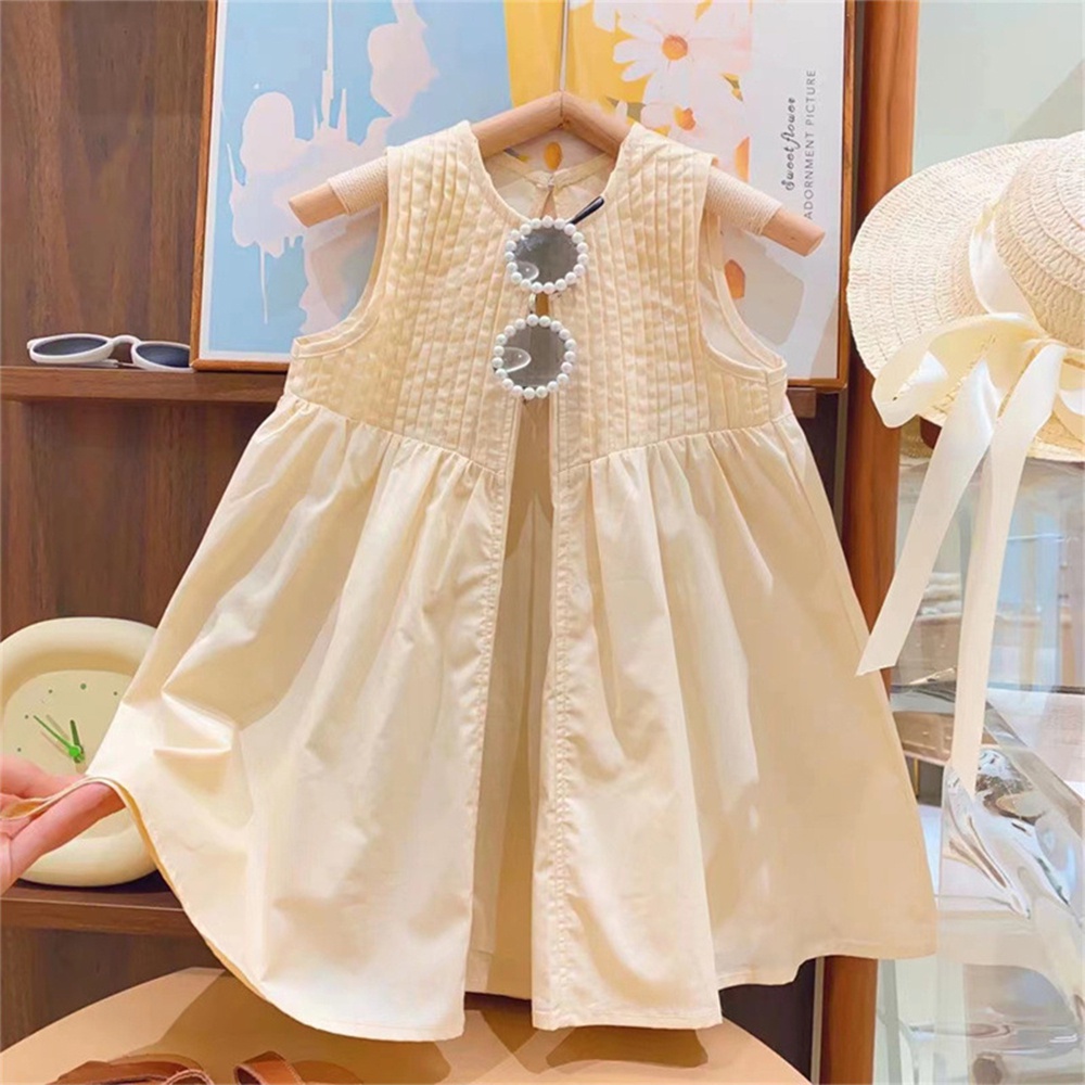 BEAR LEADER Đầm Sát Nách Vải Cotton In Hình Chú Gấu Dễ Thương Thời Trang Cho Bé Gái Từ 2-7 Tuổi