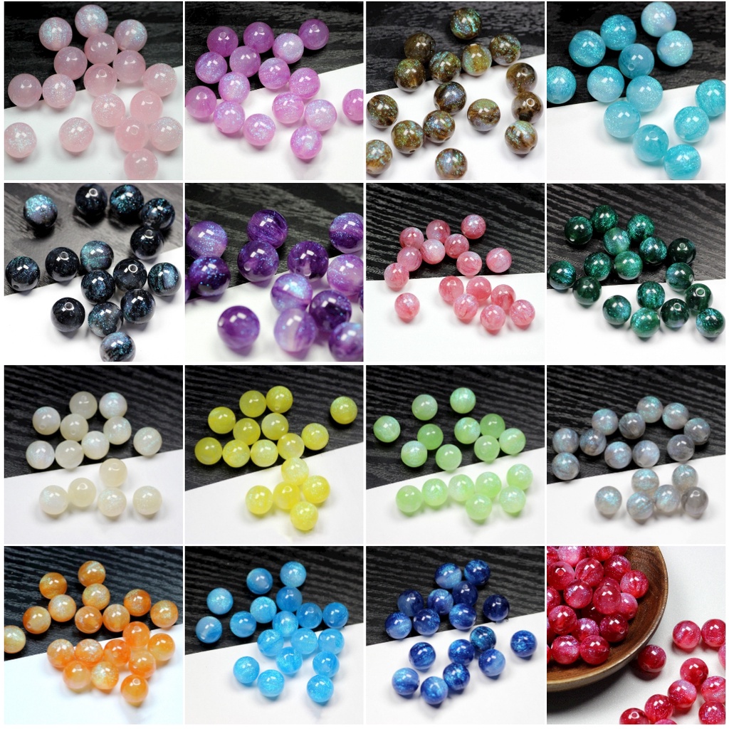 Set 25 Hạt Nhựa Tròn 12mm Tạo Hiệu Ứng Bầu Trời Đầy Sao Trang Trí Vòng Tay DIY