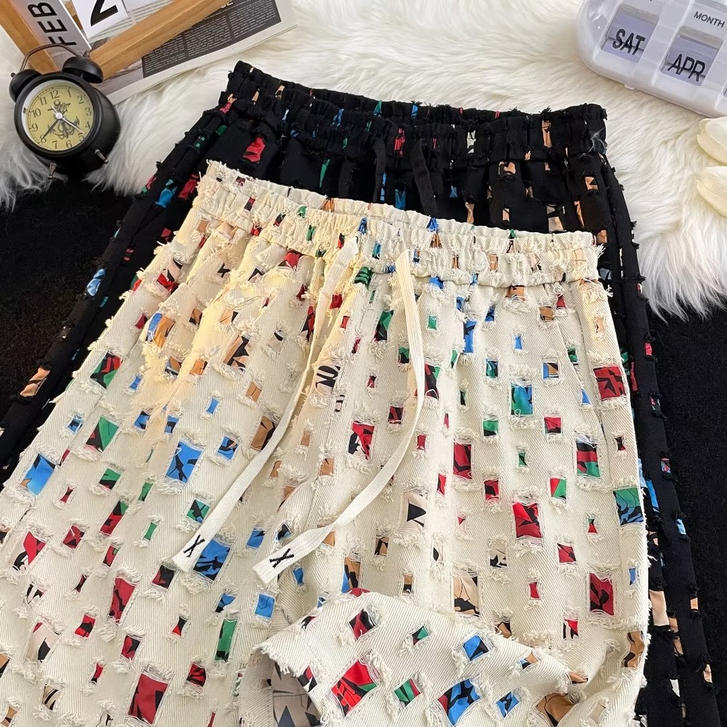 Quần Short Rách Dáng Rộng Phong Cách Đường Phố Mỹ Thời Trang Mùa Hè Cho Nam