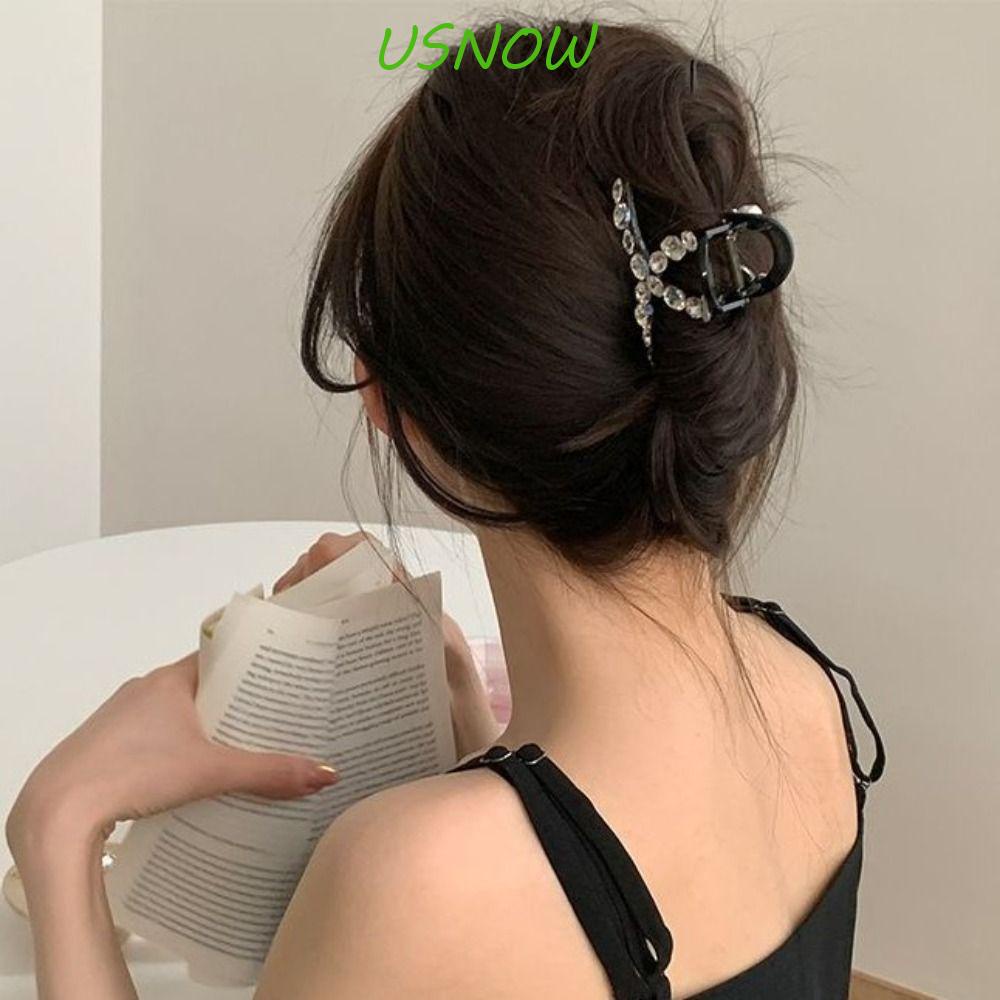 Kẹp Tóc Càng Cua Hình Chữ Thập Bằng Acrylic|Kẹp Tóc Cá Mập Đính Đá Phong Cách Vintage