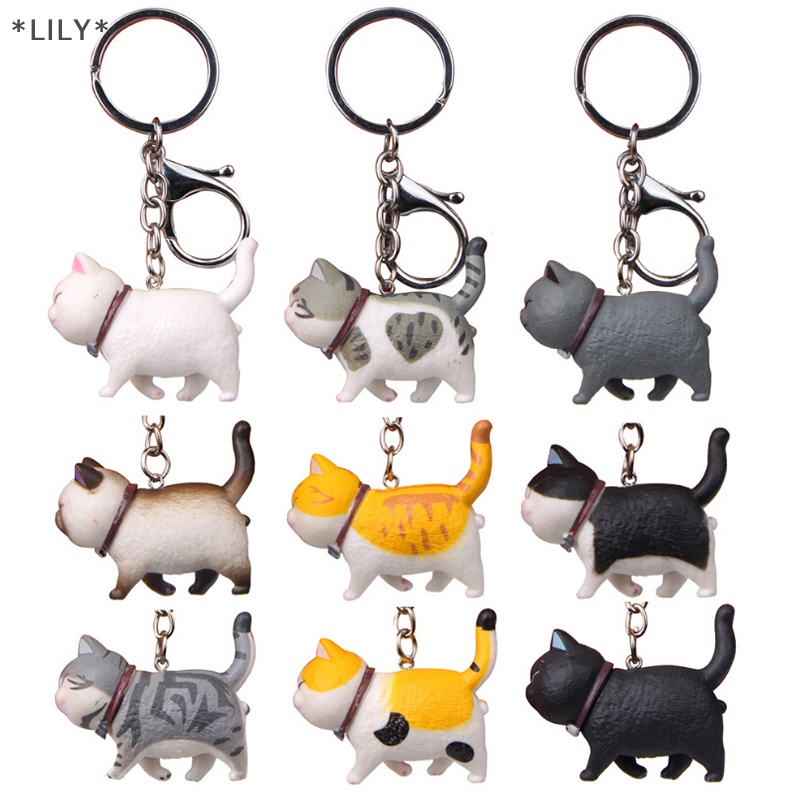 Lily mới đáng yêu mèo Kitten Keychain Keyring túi xách mặt dây chuyền trang trí trẻ em Đồ chơi Quà Tặng uuu
