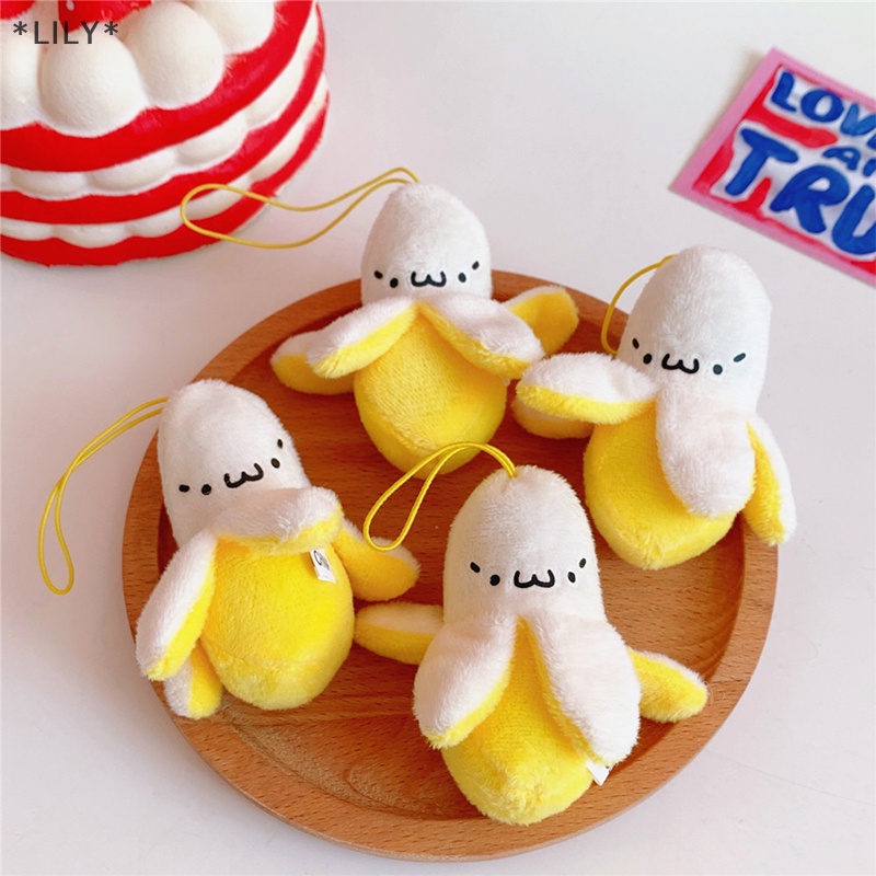 Lily phim hoạt hình sang trọng chuối Keychain chuối Mặt dây chuyền Búp Bê Móc Chìa Khóa Túi xe Móc khóa quà Tặng uuu