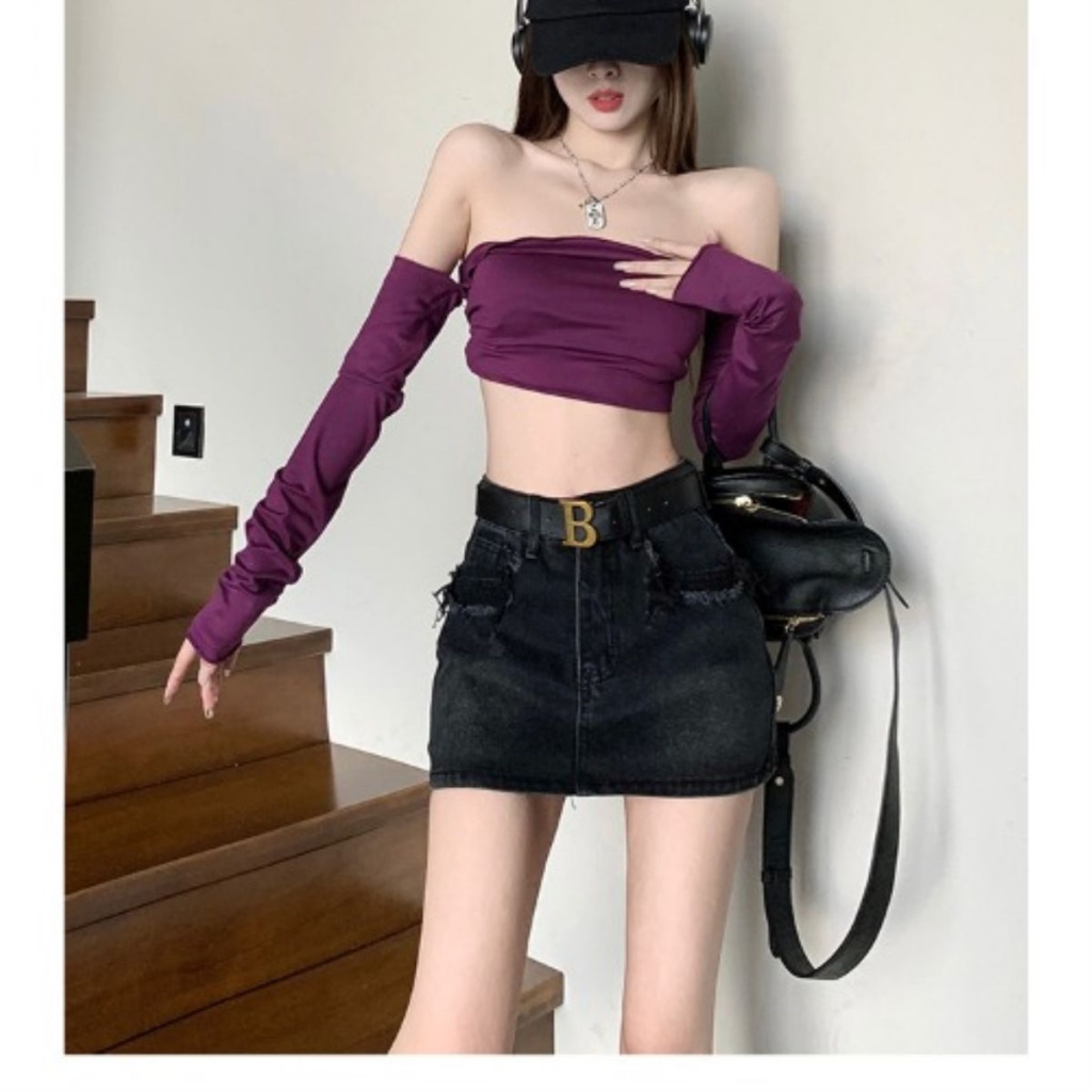 [F &amp; X] Chân Váy Denim Chữ a Miniskirt Hot Girl Chống Lóa Phong Cách Hồng Kông Cổ Điển Dễ Phối Đồ Độc Đáo