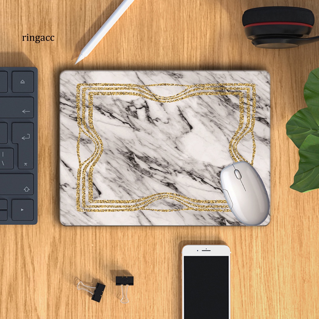 Rga Tấm Lót Chuột Bàn Phím Mềm Chống Trượt Bề Mặt Đá Cẩm Thạch Viền Màu Vàng Kim Dành Cho Gia Đình