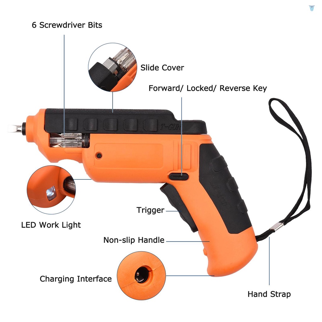 Bộ Tua Vít Điện 47 Món Với Hộp Đựng 6 N.m Và Đầu Vít Xoay 32 Có Thể Sạc Lại Tiện Dụng