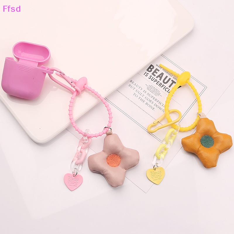 {Ffsd} Móc Khóa Trang Trí Túi Xách / Móc Khóa Hình Hoa / Trái Tim Bằng Da Đáng Yêu Sáng Tạo