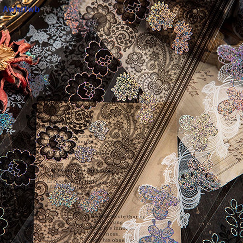 Awhrtwb Cuộn Băng Dính Ren Hoa Cổ Điển 2m Rayon Dream Aesthetic Chống Thấm Nước Làm Sổ Nhật Ký Trang Trí Sổ Lưu Niệm Mới