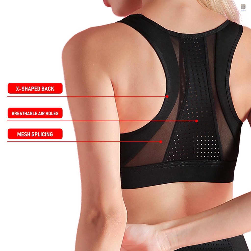 Áo Ngực Thể Thao Phối Lưới Thoáng Khí Có Mút Nâng Ngực Chống Rung Thời Trang Cho Nữ