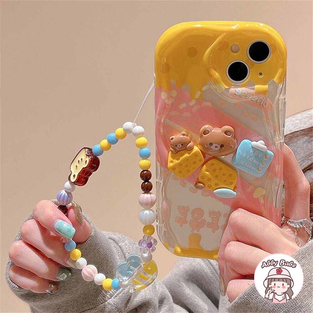 Ốp Điện Thoại TPU Dẻo Hình Gấu Nâu 3D Có Dây Đeo Cổ Tay Chống Va Đập Cho IPhone 14 Pro Max 11 12 11 Pro Max X XS 7Plus