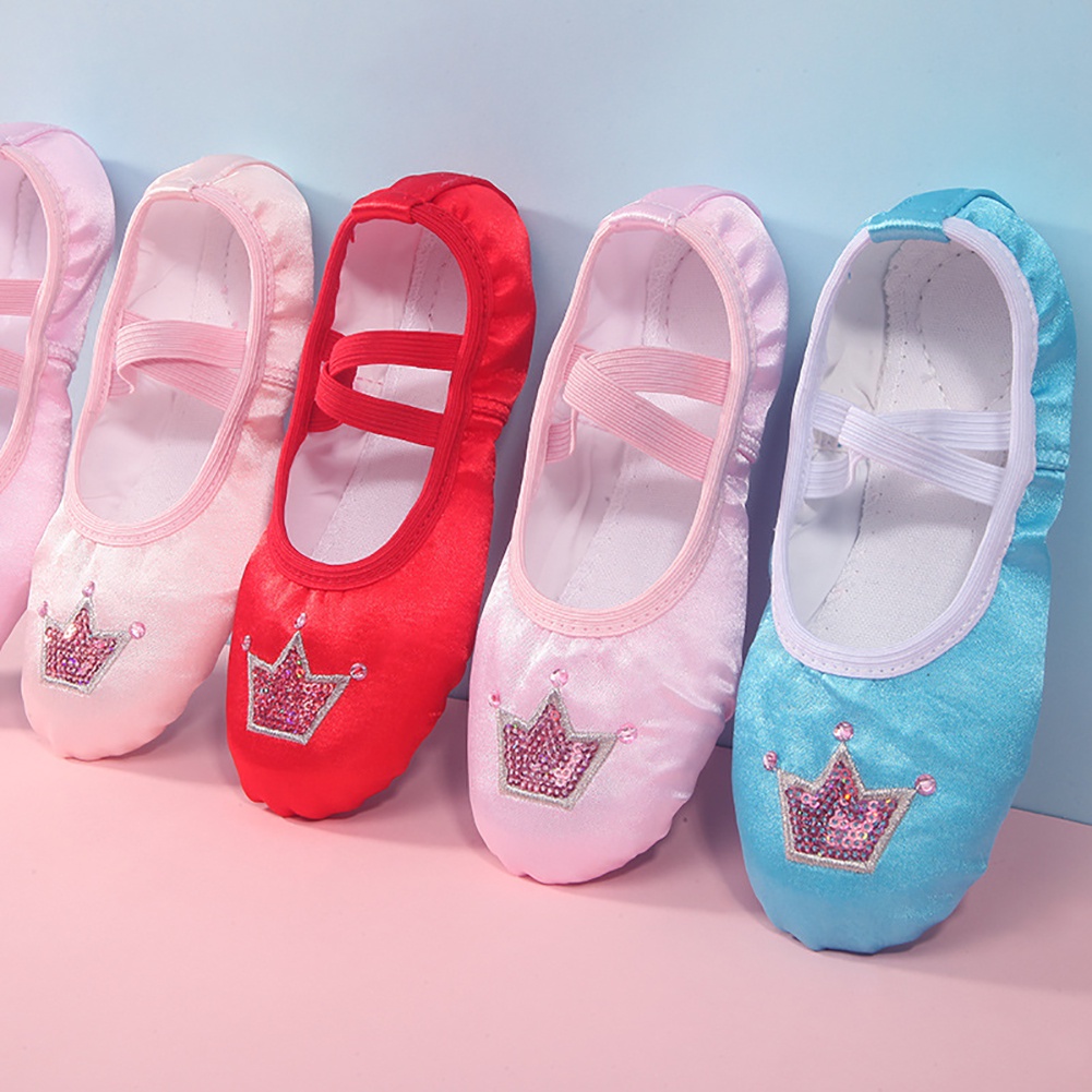 Giày Múa Ba Lê Đế Mềm Họa Tiết Vương Miện Xinh Xắn Cho Bé Gái