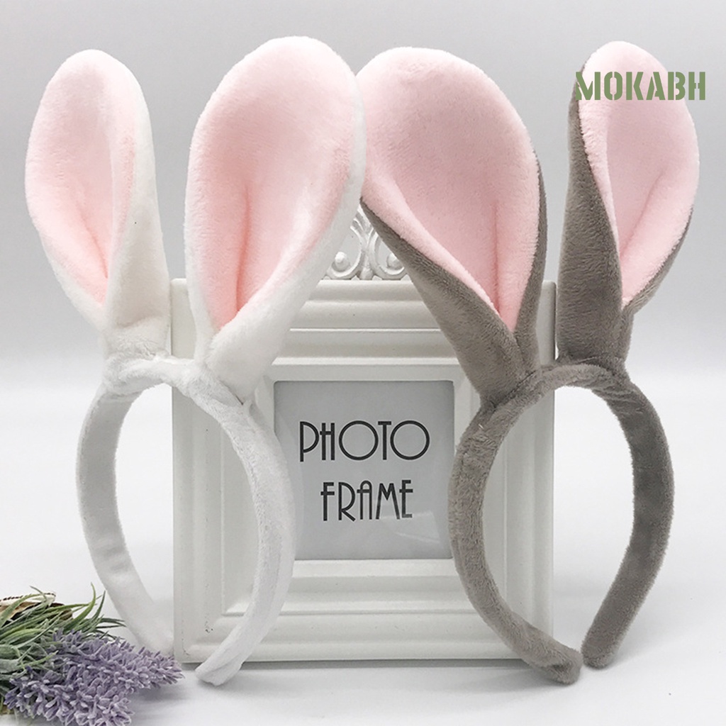 Băng Đô Tai Thỏ Họa Tiết Hoạt Hình Co Giãn Đáng Yêu