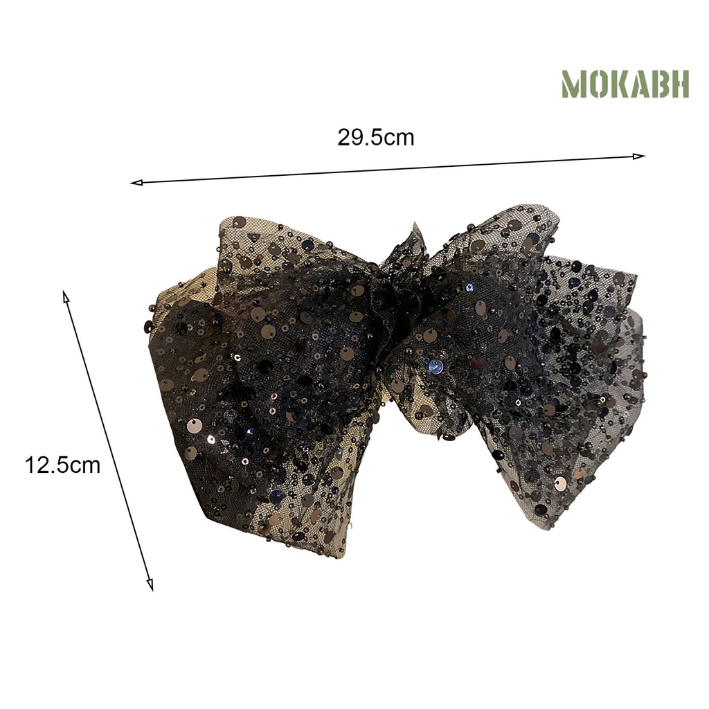 Kẹp Tóc Hình Nơ Lưới Màu Trơn Xuyên Thấu Nhiều Lớp Sang Trọng Dành Cho Nữ