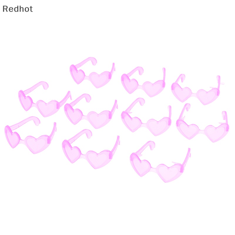 10 Mắt Kính Nhựa Mini Hình Trái Tim Cho Búp Bê Tỉ Lệ 1 / 6