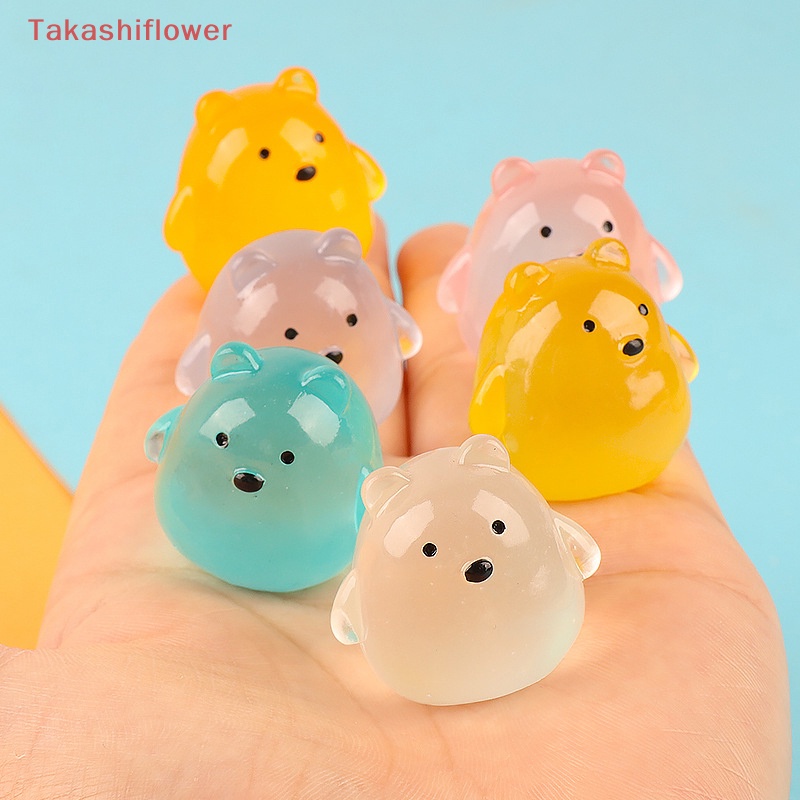 Set 2 Kẹp Tóc Hình Gấu Nhỏ Bằng Nhựa Resin Phát Sáng Dễ Thương Trang Trí Tiểu Cảnh DIY