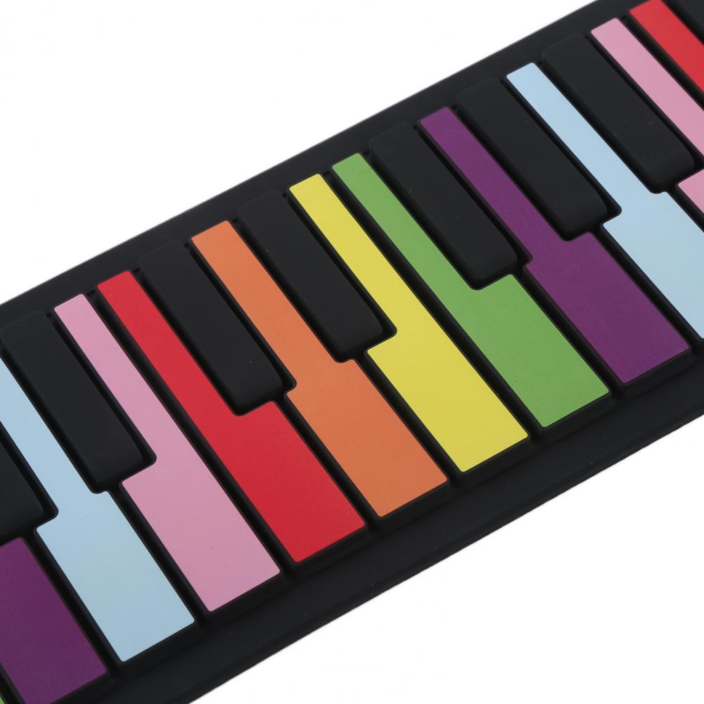 Đàn Piano Cuộn Soft Keyboard Piano, Roll Up Piano 49 phím Bàn cầu vồng linh hoạt dành cho trẻ em Nhạc cụ gấp di động EP‑17 AKOASM