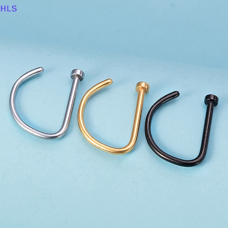 Set 3 Khuyên Mũi 18G Hình Chữ D Bằng Thép Không Gỉ Cá Tính