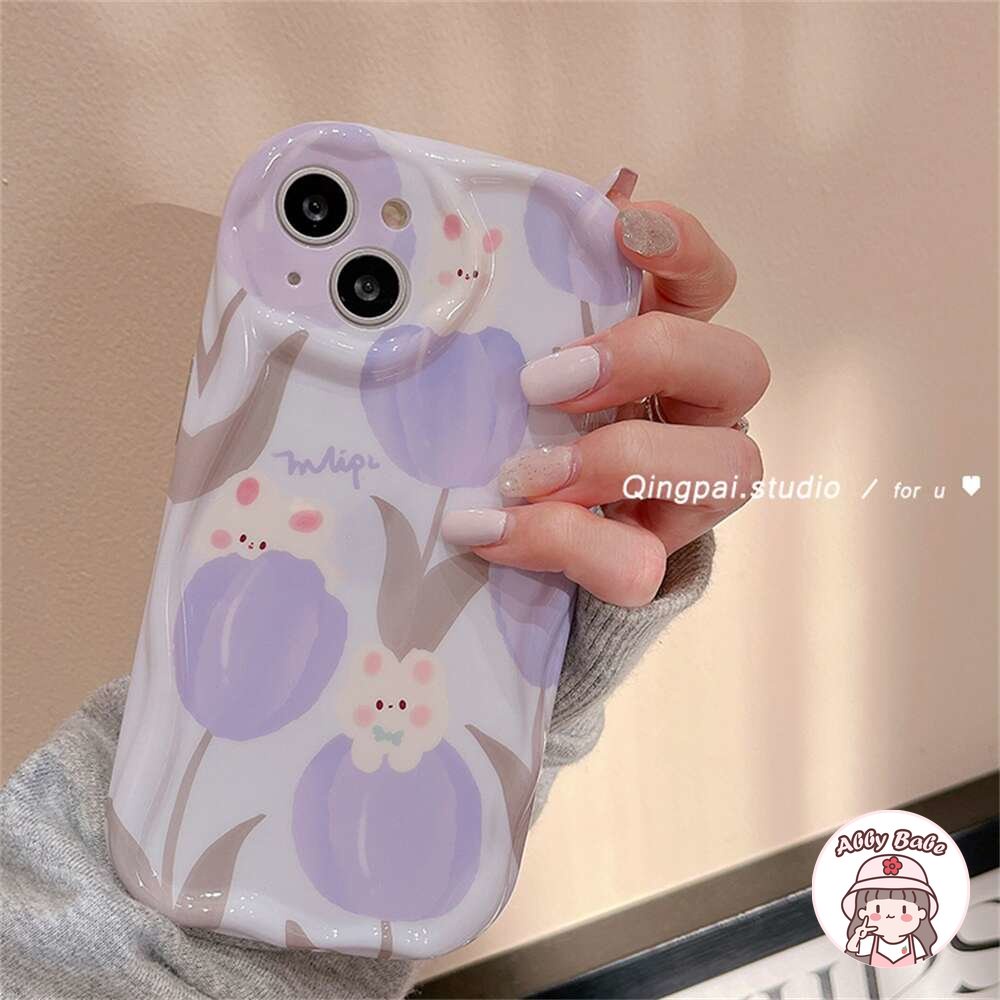 Ốp Điện Thoại TPU Mềm Bo Viền Hình Hoa Tulip / Thỏ 3D Chống Bẩn Gắn Giá Đỡ IPhone 14 Pro Max 12 11 Pro Max X XS 7Plus