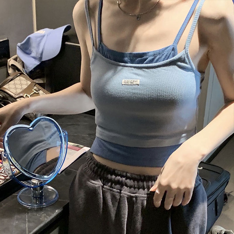 Áo thun hai dây XIYUYI in chữ phong cách Hàn Quốc thời trang mùa hè cho nữ