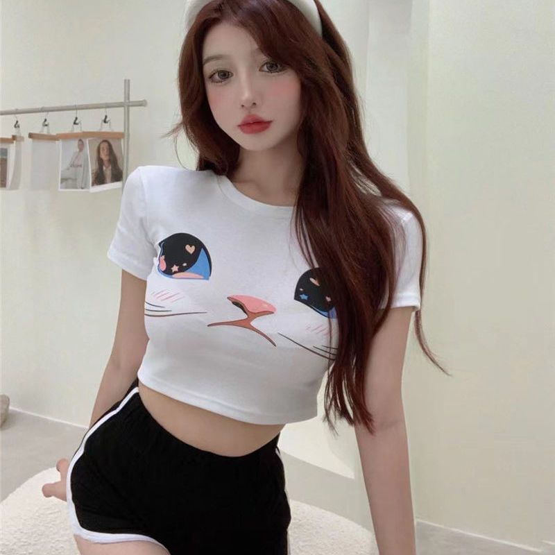 Set Áo baby tee Thun croptop Ngắn Tay + Quần Short Thể Thao Thời Trang Mùa Hè Cho Nữ