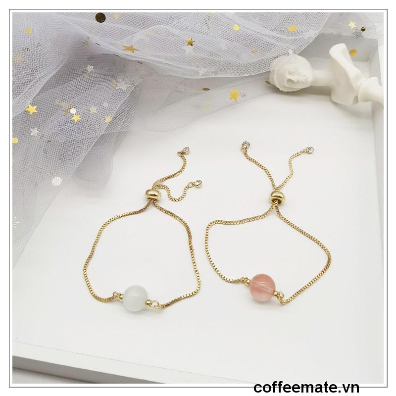 【coffeemate】⚡ Vòng đeo tay có thể điều chỉnh bằng opal có thể kéo được cá nhân hóa Vòng tay pha lê ngọt ngào kiểu cổ điển đơn giản