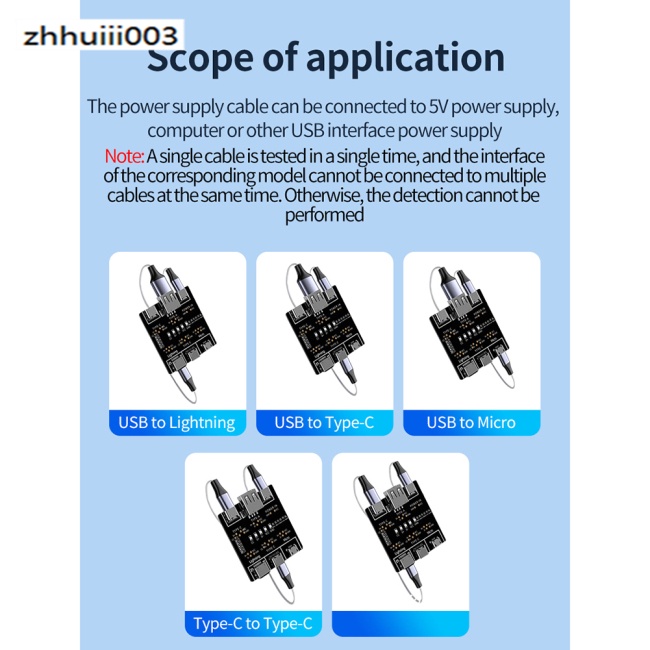 Bảng Mạch Kiểm Tra Cáp Dữ Liệu ZHIHUI Tương Thích Với Iphone Android Usb Type C