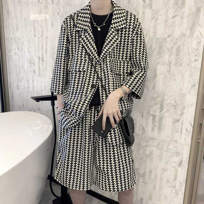 Bộ Quần Áo Tay Ngắn Dáng Rộng Vải Mỏng Kiểu Hồng Kông Cá Tính Cho Nam