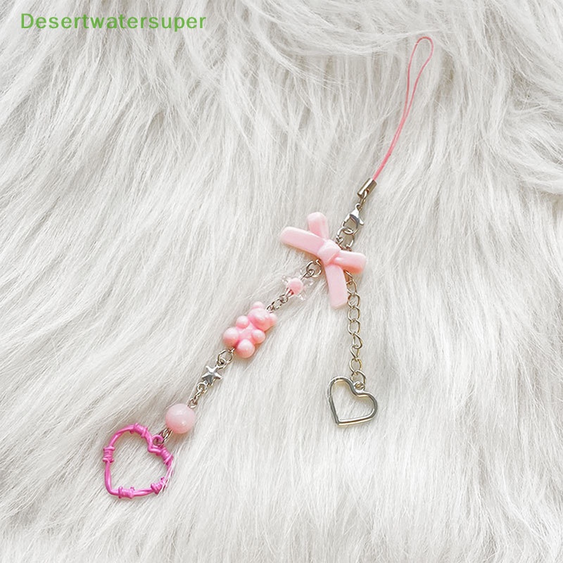 Dsvn Y2K Móc Điện Thoại Di Động Mặt Hình Nơ Trái Tim Ngọt Ngào Thời Trang Làm Đồ Thủ Công Trang Trí Túi Xách