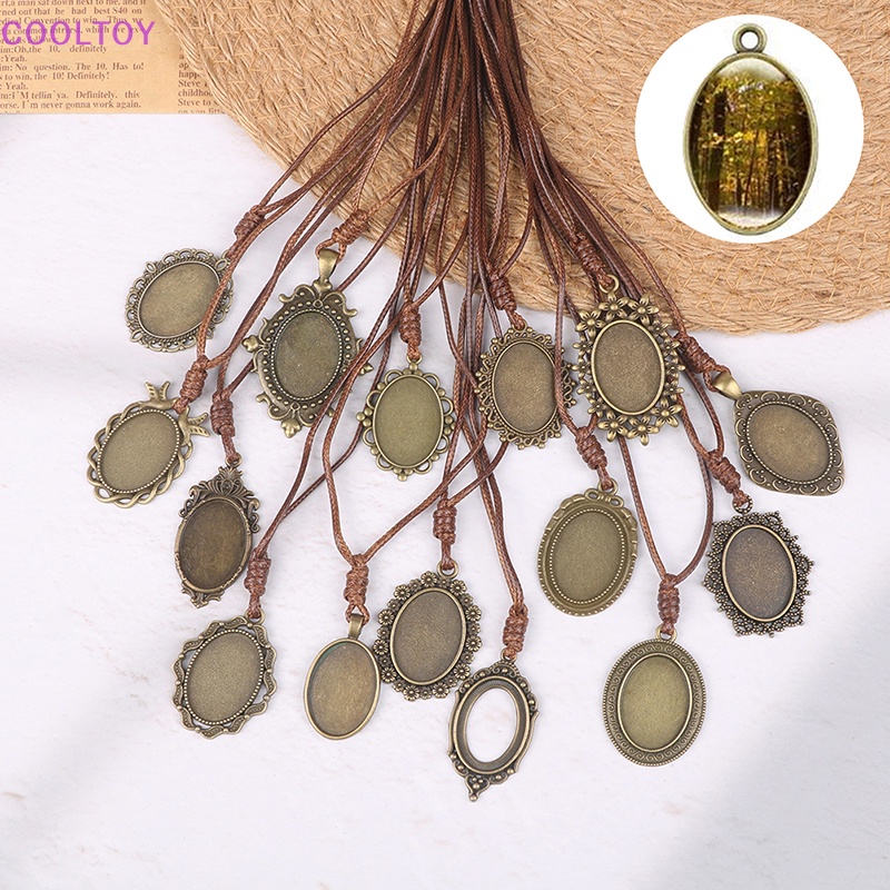Cooltoy Đế Trống Hình Oval 18 * 25mm Làm Mặt Dây Chuyền DIY Kèm Dây Đeo Cổ Điển