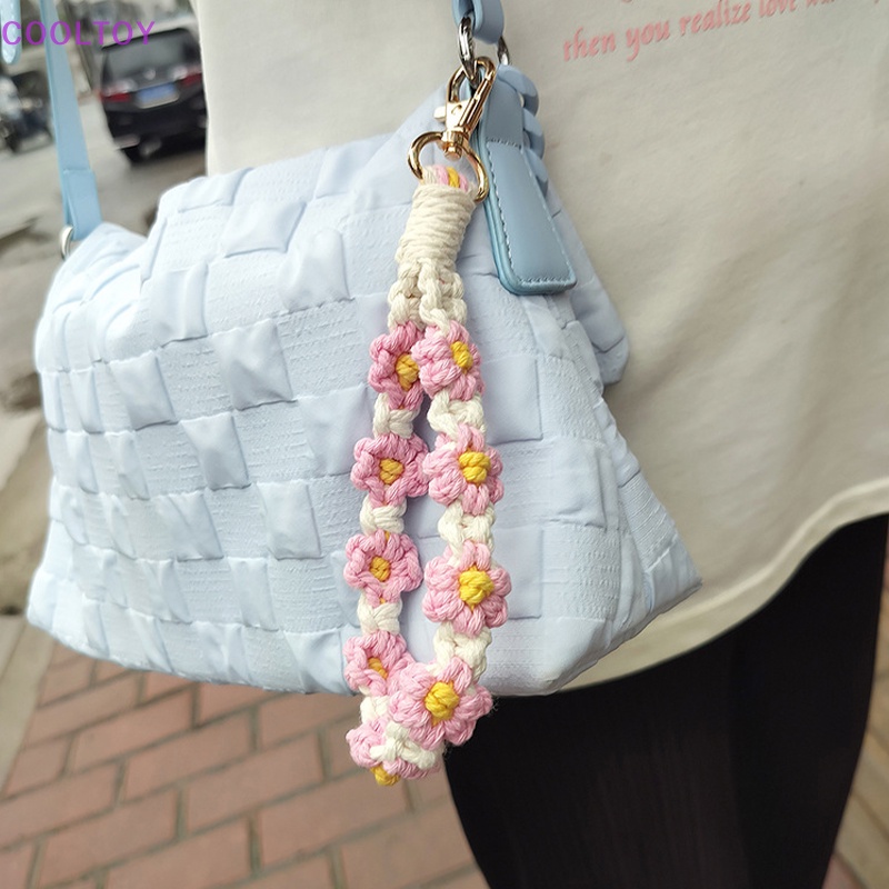 Cooltoy Móc Khóa Dây Tua Rua Dệt Thủ Công Hình Hoa Cúc Phong Cách Bohemian Trang Trí Xe Hơi