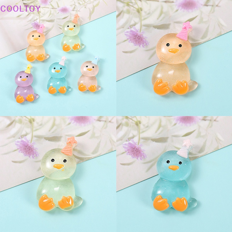 Bộ 2 Tượng Gà Mini Bằng Nhựa Resin Phát Quang Dễ Thương Trang Trí DIY