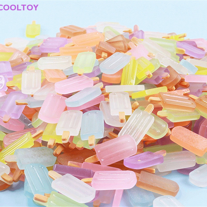 Set 10 Kẹp Tóc Hình Que Kem Dạ Quang Bằng Resin Resin DIY Đáng Yêu Đa Ứng Dụng