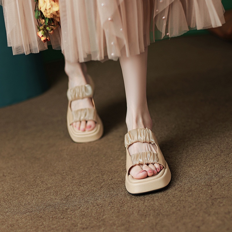 Duoya Tóc Thẳng ~ [Hàng Có Sẵn] Dép Sandal Đế Dày Thời Trang Phiên Bản Hàn Quốc Cho Nữ